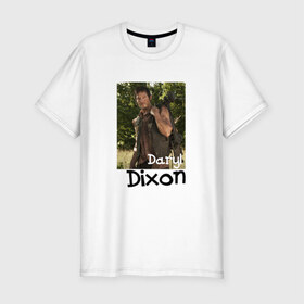 Мужская футболка премиум с принтом Daryl Dixon photo в Тюмени, 92% хлопок, 8% лайкра | приталенный силуэт, круглый вырез ворота, длина до линии бедра, короткий рукав | daryl | dixon | walking | дэрил | мертвецы | ходячие