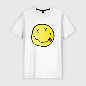 Мужская футболка премиум с принтом Нирвана в Тюмени, 92% хлопок, 8% лайкра | приталенный силуэт, круглый вырез ворота, длина до линии бедра, короткий рукав | smells like teen spirit | кобейн | нирвана | нирванарок