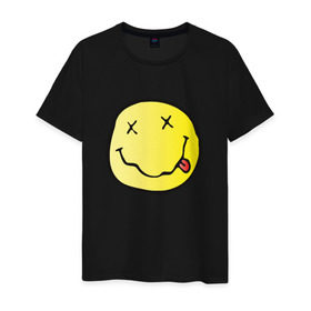 Мужская футболка хлопок с принтом Нирвана в Тюмени, 100% хлопок | прямой крой, круглый вырез горловины, длина до линии бедер, слегка спущенное плечо. | smells like teen spirit | кобейн | нирвана | нирванарок