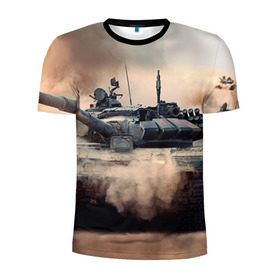 Мужская футболка 3D спортивная с принтом Танк в Тюмени, 100% полиэстер с улучшенными характеристиками | приталенный силуэт, круглая горловина, широкие плечи, сужается к линии бедра | армия | войска | сила | танк | танки | танкист | танковые войска