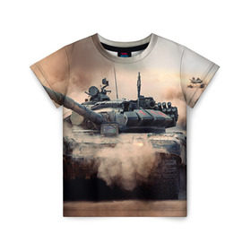 Детская футболка 3D с принтом Танк в Тюмени, 100% гипоаллергенный полиэфир | прямой крой, круглый вырез горловины, длина до линии бедер, чуть спущенное плечо, ткань немного тянется | армия | войска | сила | танк | танки | танкист | танковые войска
