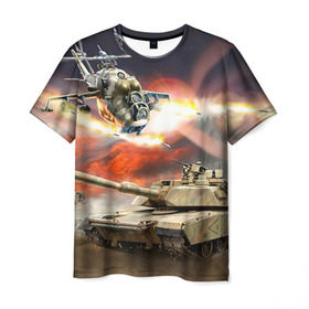 Мужская футболка 3D с принтом Танк в Тюмени, 100% полиэфир | прямой крой, круглый вырез горловины, длина до линии бедер | армия | войска | сила | танк | танки | танкист | танковые войска