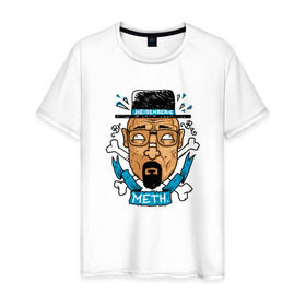 Мужская футболка хлопок с принтом Heisenberg - Only Meth в Тюмени, 100% хлопок | прямой крой, круглый вырез горловины, длина до линии бедер, слегка спущенное плечо. | breaking bad | chef | dope | heisenberg | walter white