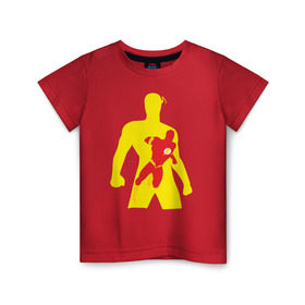 Детская футболка хлопок с принтом Flash Minimalist Comics в Тюмени, 100% хлопок | круглый вырез горловины, полуприлегающий силуэт, длина до линии бедер | flash minimalist comics justice flash флеш