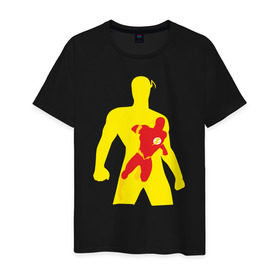 Мужская футболка хлопок с принтом Flash Minimalist Comics в Тюмени, 100% хлопок | прямой крой, круглый вырез горловины, длина до линии бедер, слегка спущенное плечо. | flash minimalist comics justice flash флеш