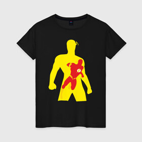 Женская футболка хлопок с принтом Flash Minimalist Comics в Тюмени, 100% хлопок | прямой крой, круглый вырез горловины, длина до линии бедер, слегка спущенное плечо | flash minimalist comics justice flash флеш