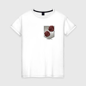 Женская футболка хлопок с принтом Роза в Тюмени, 100% хлопок | прямой крой, круглый вырез горловины, длина до линии бедер, слегка спущенное плечо | 
