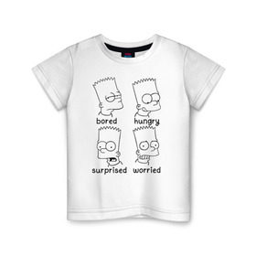 Детская футболка хлопок с принтом Bart Emotions в Тюмени, 100% хлопок | круглый вырез горловины, полуприлегающий силуэт, длина до линии бедер | Тематика изображения на принте: emotions bart simpson барт симпсон эмоции