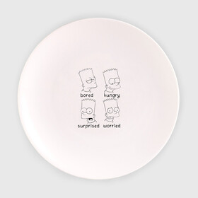 Тарелка 3D с принтом  Bart Emotions в Тюмени, фарфор | диаметр - 210 мм
диаметр для нанесения принта - 120 мм | Тематика изображения на принте: emotions bart simpson барт симпсон эмоции