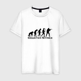 Мужская футболка хлопок с принтом Counter Strike evolution в Тюмени, 100% хлопок | прямой крой, круглый вырез горловины, длина до линии бедер, слегка спущенное плечо. | Тематика изображения на принте: counter | evolution | strike