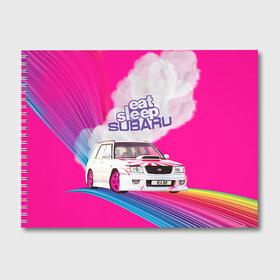 Альбом для рисования с принтом Subaru в Тюмени, 100% бумага
 | матовая бумага, плотность 200 мг. | Тематика изображения на принте: drag | eat | ej20 | forester | jdm | rainbow | sf5 | sleep | subaru | субару | супердрифтбитва | форестер