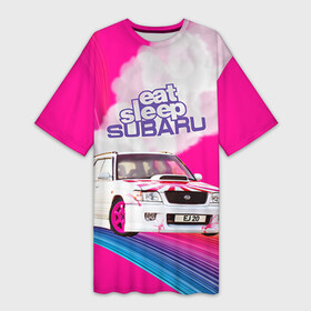 Платье-футболка 3D с принтом Subaru в Тюмени,  |  | drag | eat | ej20 | forester | jdm | rainbow | sf5 | sleep | subaru | субару | супердрифтбитва | форестер
