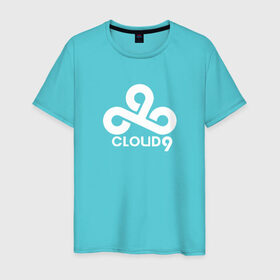 Мужская футболка хлопок с принтом Cloud9 в Тюмени, 100% хлопок | прямой крой, круглый вырез горловины, длина до линии бедер, слегка спущенное плечо. | на макете изображен логотип известной киберспортивной команды cloud9cloud9