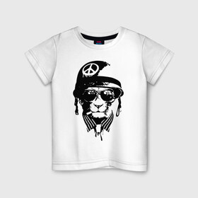 Детская футболка хлопок с принтом Pacific cat в Тюмени, 100% хлопок | круглый вырез горловины, полуприлегающий силуэт, длина до линии бедер | кот | крутой кот | лев | пацифик