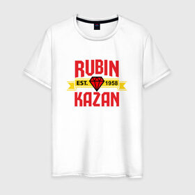 Мужская футболка хлопок с принтом Рубин Казань red в Тюмени, 100% хлопок | прямой крой, круглый вырез горловины, длина до линии бедер, слегка спущенное плечо. | kazan | rubin | казань | рубин