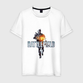 Мужская футболка хлопок с принтом Battlefield 4 в Тюмени, 100% хлопок | прямой крой, круглый вырез горловины, длина до линии бедер, слегка спущенное плечо. | логотип battlefield 4bf battlefield