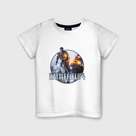 Детская футболка хлопок с принтом Battlefield 4 в Тюмени, 100% хлопок | круглый вырез горловины, полуприлегающий силуэт, длина до линии бедер | логотип battlefield 4bf battlefield