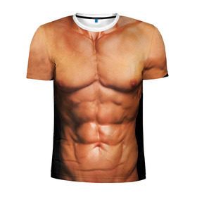 Мужская футболка 3D спортивная с принтом Идеальное тело в Тюмени, 100% полиэстер с улучшенными характеристиками | приталенный силуэт, круглая горловина, широкие плечи, сужается к линии бедра | Тематика изображения на принте: идеальное | пресс | спорт | тело | торс