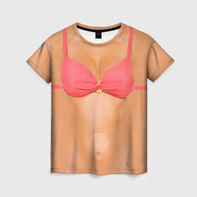 Женская футболка 3D с принтом Идеальное тело в Тюмени, 100% полиэфир ( синтетическое хлопкоподобное полотно) | прямой крой, круглый вырез горловины, длина до линии бедер | Тематика изображения на принте: грудь | идеальное | купальник | пресс | спорт | тело | торс