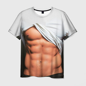 Мужская футболка 3D с принтом Идеальное тело в Тюмени, 100% полиэфир | прямой крой, круглый вырез горловины, длина до линии бедер | Тематика изображения на принте: идеальное | пресс | спорт | тело | торс