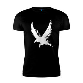 Мужская футболка премиум с принтом Белая ворона в Тюмени, 92% хлопок, 8% лайкра | приталенный силуэт, круглый вырез ворота, длина до линии бедра, короткий рукав | белая ворона | нарисованная краской | черниламиворон