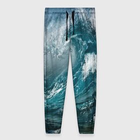Женские брюки 3D с принтом Волна в Тюмени, полиэстер 100% | прямой крой, два кармана без застежек по бокам, с мягкой трикотажной резинкой на поясе и по низу штанин. В поясе для дополнительного комфорта — широкие завязки | вода | волны | море | пейзаж