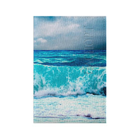 Обложка для паспорта матовая кожа с принтом Волны в Тюмени, натуральная матовая кожа | размер 19,3 х 13,7 см; прозрачные пластиковые крепления | Тематика изображения на принте: берег | вода | волны | море | пейзаж | прилив