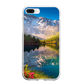 Чехол для iPhone 7Plus/8 Plus матовый с принтом Природа в Тюмени, Силикон | Область печати: задняя сторона чехла, без боковых панелей | горы | облака | озеро | пейзаж