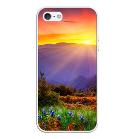 Чехол для iPhone 5/5S матовый с принтом Природа в Тюмени, Силикон | Область печати: задняя сторона чехла, без боковых панелей | горы | закат | облака | пейзаж