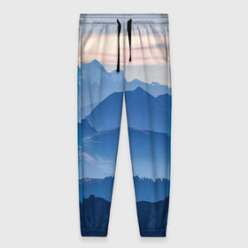 Женские брюки 3D с принтом Горы в Тюмени, полиэстер 100% | прямой крой, два кармана без застежек по бокам, с мягкой трикотажной резинкой на поясе и по низу штанин. В поясе для дополнительного комфорта — широкие завязки | горы | облака | пейзаж