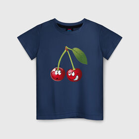 Детская футболка хлопок с принтом Вишня в Тюмени, 100% хлопок | круглый вырез горловины, полуприлегающий силуэт, длина до линии бедер | вишнявишня | смайл | смайлик | улыбка | фрукты