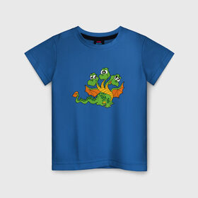 Детская футболка хлопок с принтом Змей Горыныч в Тюмени, 100% хлопок | круглый вырез горловины, полуприлегающий силуэт, длина до линии бедер | дети | змей горыныч | змей горынычдракон