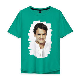 Мужская футболка хлопок Oversize с принтом Roger Federer в Тюмени, 100% хлопок | свободный крой, круглый ворот, “спинка” длиннее передней части | roger federer | роджер федерер | теннис | чемпион