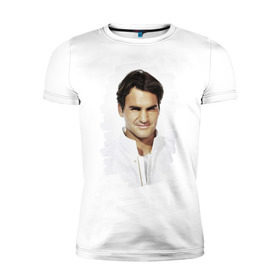 Мужская футболка премиум с принтом Roger Federer в Тюмени, 92% хлопок, 8% лайкра | приталенный силуэт, круглый вырез ворота, длина до линии бедра, короткий рукав | roger federer | роджер федерер | теннис | чемпион