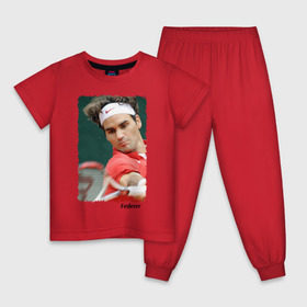 Детская пижама хлопок с принтом Роджер Федерер в Тюмени, 100% хлопок |  брюки и футболка прямого кроя, без карманов, на брюках мягкая резинка на поясе и по низу штанин
 | roger federer | роджер федерер | теннис | чемпион