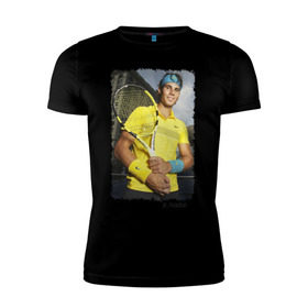 Мужская футболка премиум с принтом Рафаэль Надаль в Тюмени, 92% хлопок, 8% лайкра | приталенный силуэт, круглый вырез ворота, длина до линии бедра, короткий рукав | rafael nadal | рафаэль надаль | теннис | чемпион