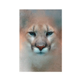 Обложка для паспорта матовая кожа с принтом Пума в Тюмени, натуральная матовая кожа | размер 19,3 х 13,7 см; прозрачные пластиковые крепления | животные | киса | кошка | пума