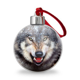 Ёлочный шар с принтом Волк в Тюмени, Пластик | Диаметр: 77 мм | волк | животные | злой волк | зубы | оскал
