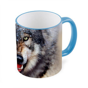 Кружка 3D с принтом Волк в Тюмени, керамика | ёмкость 330 мл | Тематика изображения на принте: волк | животные | злой волк | зубы | оскал