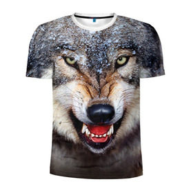 Мужская футболка 3D спортивная с принтом Волк в Тюмени, 100% полиэстер с улучшенными характеристиками | приталенный силуэт, круглая горловина, широкие плечи, сужается к линии бедра | волк | животные | злой волк | зубы | оскал