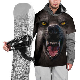 Накидка на куртку 3D с принтом Злой волк в Тюмени, 100% полиэстер |  | Тематика изображения на принте: волк | животные | злой волк | зубы | оскал