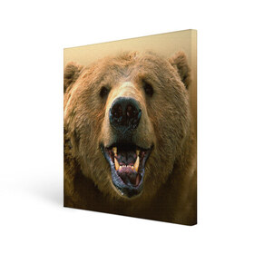 Холст квадратный с принтом Мишка в Тюмени, 100% ПВХ |  | Тематика изображения на принте: бурый | гризли | животные | медведь | мишка