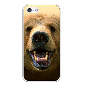 Чехол для Apple iPhone 5/5S силиконовый с принтом Мишка в Тюмени, Силикон | Область печати: задняя сторона чехла, без боковых панелей | Тематика изображения на принте: бурый | гризли | животные | медведь | мишка