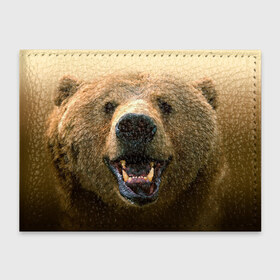 Обложка для студенческого билета с принтом Мишка в Тюмени, натуральная кожа | Размер: 11*8 см; Печать на всей внешней стороне | бурый | гризли | животные | медведь | мишка