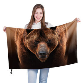 Флаг 3D с принтом Медведь в Тюмени, 100% полиэстер | плотность ткани — 95 г/м2, размер — 67 х 109 см. Принт наносится с одной стороны | бурый | гризли | животные | медведь | мишка