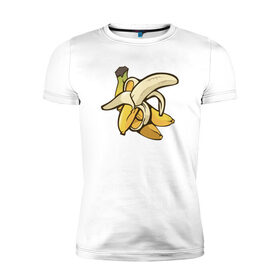 Мужская футболка премиум с принтом Желтый банан в Тюмени, 92% хлопок, 8% лайкра | приталенный силуэт, круглый вырез ворота, длина до линии бедра, короткий рукав | 