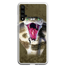 Чехол для Honor 20 с принтом Кобра в Тюмени, Силикон | Область печати: задняя сторона чехла, без боковых панелей | змея | зубы | кобра