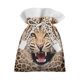 Подарочный 3D мешок с принтом Леопард в Тюмени, 100% полиэстер | Размер: 29*39 см | животные | зубы | киса | киска | кошка | леопард | оскал