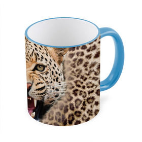 Кружка 3D с принтом Леопард в Тюмени, керамика | ёмкость 330 мл | Тематика изображения на принте: животные | зубы | киса | киска | кошка | леопард | оскал