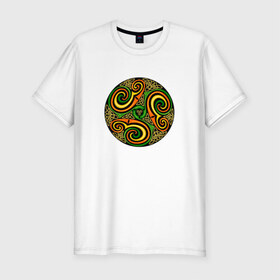 Мужская футболка премиум с принтом Кельтская спираль в Тюмени, 92% хлопок, 8% лайкра | приталенный силуэт, круглый вырез ворота, длина до линии бедра, короткий рукав | кельтская спираль | кельтская спиральспираль | кельты | орнамент